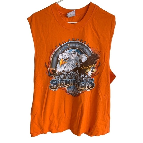 2013 Badlands Harley Davidson Sturgis Wall South Dakota Tee Shirt Orange Size XL - Picture 6 of 8